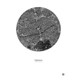 Tirana Satellite View Poster 2.5km B&W | Gravura – Light background