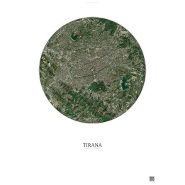 Affiche Tirana – Poster vue satellite 6km Couleur | Gravura – Fond clair