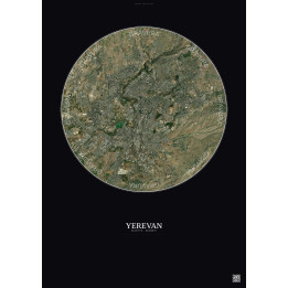 Affiche Yerevan – Poster vue satellite 10km Couleur | Gravura – Fond foncé
