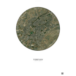 Yerevan Satellite View Poster 10km Color | Gravura – Light background