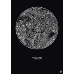 Yerevan Satellite View Poster 2.5km B&W | Gravura – Dark background