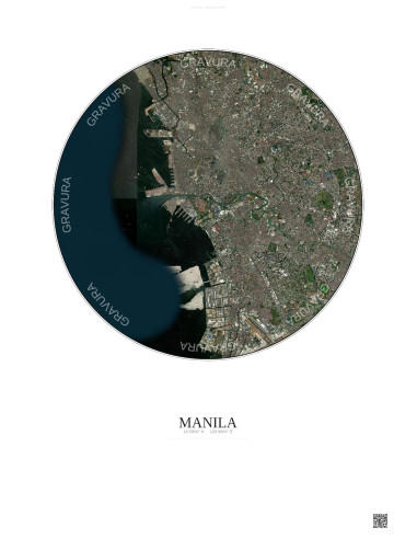 Manila Satellite View Poster 10km Color | Gravura – Light background