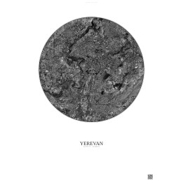 Yerevan Satellite View Poster 6km B&W | Gravura – Light background