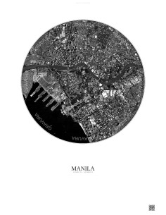 Manila Satellite View Poster 2.5km B&W | Gravura – Light background