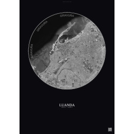 Luanda Satellite View Poster 10km B&W | Gravura – Dark background