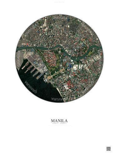 Manila Satellite View Poster 2.5km Color | Gravura – Light background