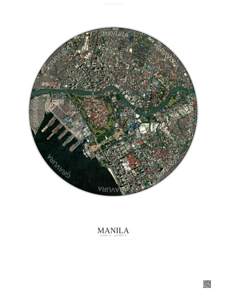 Manila Satellite View Poster 2.5km Color | Gravura – Light background