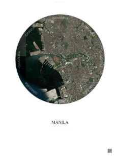 Manila Satellite View Poster 6km Color | Gravura – Light background