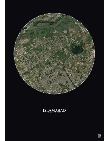 Islamabad Satellite View Poster 10km Color | Gravura – Dark background