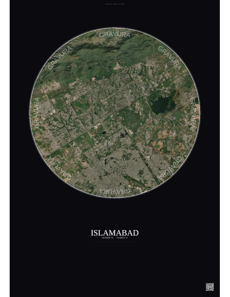 Islamabad Satellite View Poster 10km Color | Gravura – Dark background