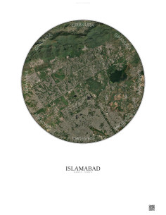 Affiche Islamabad – Poster vue satellite 10km Couleur | Gravura – Fond clair