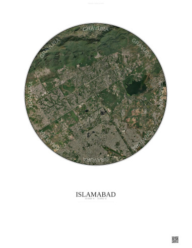 Affiche Islamabad – Poster vue satellite 10km Couleur | Gravura – Fond clair