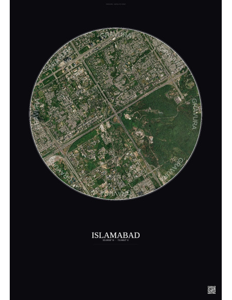 Islamabad Satellite View Poster 2.5km Color | Gravura – Dark background