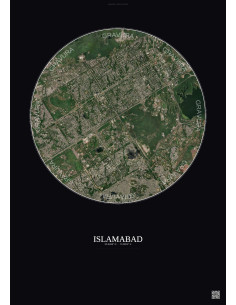Affiche Islamabad – Poster vue satellite 6km Couleur | Gravura – Fond foncé