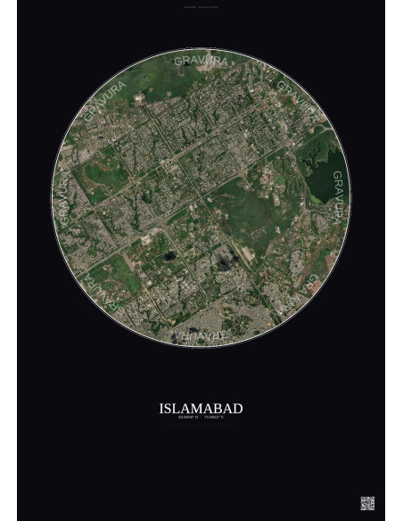 Islamabad Satellite View Poster 6km Color | Gravura – Dark background