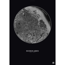 Buenos Aires Satellite View Poster 6km B&W | Gravura – Dark background