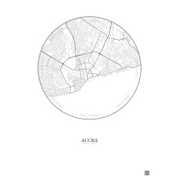Affiche Accra – Poster carte de ville 6km | Gravura – Fond clair