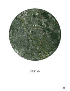 Warsaw Satellite View Poster 10km Color | Gravura – Light background