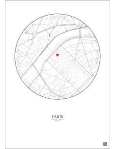 Paris - Custom City Map 1 km · Light background 2