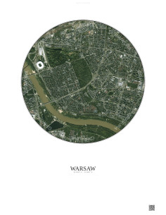Warsaw Satellite View Poster 2.5km Color | Gravura – Light background