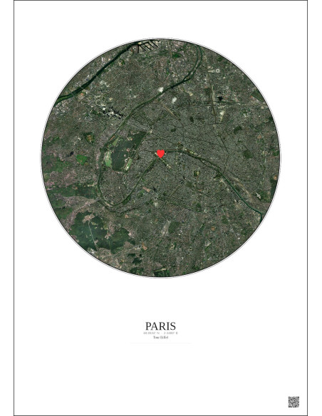 Paris - Custom Satellite View 10 km · Color · Light background