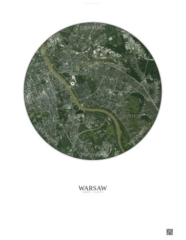 Affiche Warsaw – Poster vue satellite 6km Couleur | Gravura – Fond clair