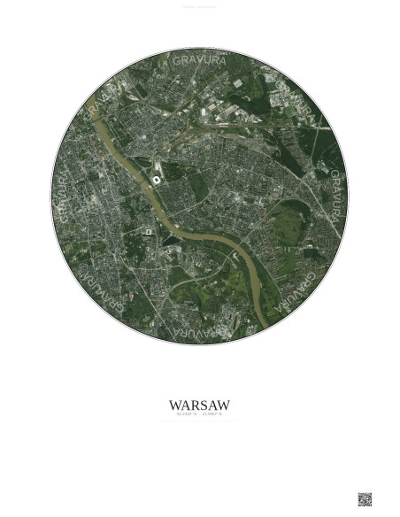 Affiche Warsaw – Poster vue satellite 6km Couleur | Gravura – Fond clair