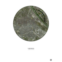 Vienna Satellite View Poster 6km Color | Gravura – Light background