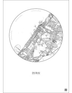 Dubai City Map Poster 20km | Gravura – Light background 2