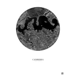 Canberra Satellite View Poster 2.5km B&W | Gravura – Light background