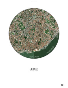Lisbon Satellite View Poster 2.5km Color | Gravura – Light background