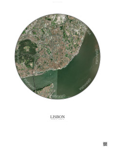 Affiche Lisbon – Poster vue satellite 6km Couleur | Gravura – Fond clair