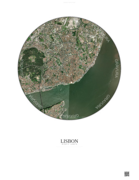 Affiche Lisbon – Poster vue satellite 6km Couleur | Gravura – Fond clair