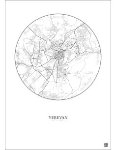 Affiche Yerevan – Poster carte de ville 10km | Gravura – Fond clair 2