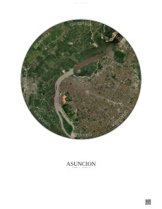 Asuncion Satellite View Poster 10km Color | Gravura – Light background