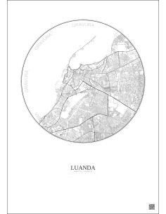 Affiche Luanda – Poster carte de ville 10km | Gravura – Fond clair 2