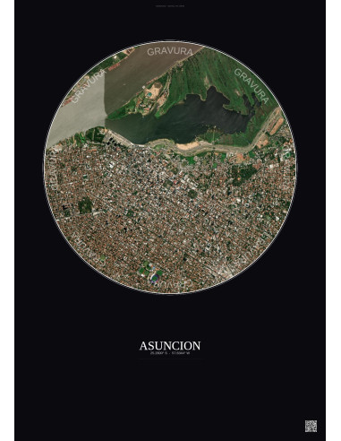 Affiche Asuncion – Poster vue satellite 2.5km Couleur | Gravura – Fond foncé