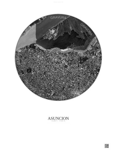Asuncion Satellite View Poster 2.5km B&W | Gravura – Light background