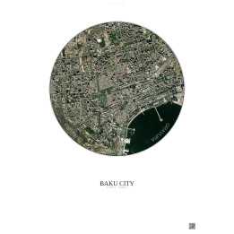 Affiche Baku City – Poster vue satellite 2.5km Couleur | Gravura – Fond clair