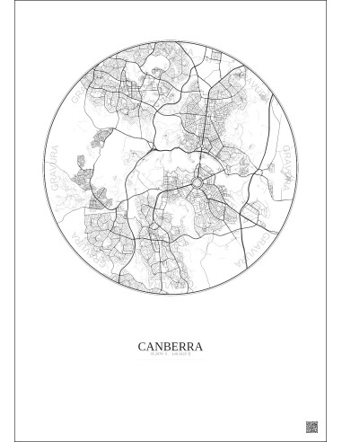 Canberra City Map Poster 10km | Gravura – Light background