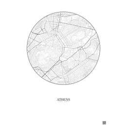 Affiche Athens – Poster carte de ville 2.5km | Gravura – Fond clair
