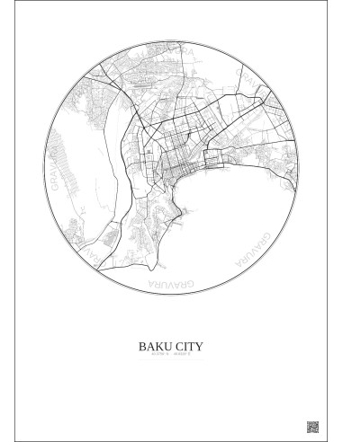 Baku City City Map Poster 10km | Gravura – Light background