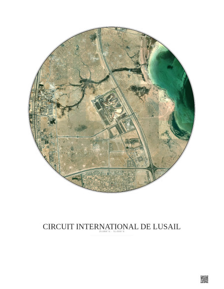 Affiche Circuit International De Lusail – Poster vue satellite 5km Couleur | Gravura – Fond clair