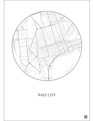 Baku City City Map Poster 2.5km | Gravura – Light background
