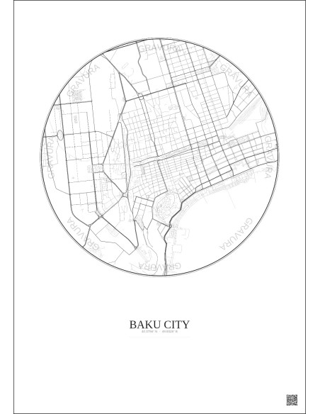 Baku City City Map Poster 2.5km | Gravura – Light background
