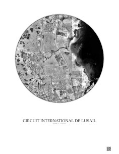 Circuit International De Lusail Satellite View Poster 10km B&W | Gravura – Light background