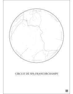 Affiche Circuit De Spa Francorchamps – Poster carte de ville 2.5km | Gravura – Fond clair 2