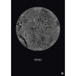 Dhaka Satellite View Poster 6km B&W | Gravura – Dark background