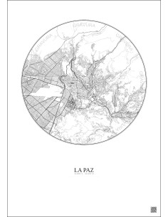 Affiche La Paz – Poster carte de ville 10km | Gravura – Fond clair 2