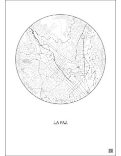Affiche La Paz – Poster carte de ville 2.5km | Gravura – Fond clair 2